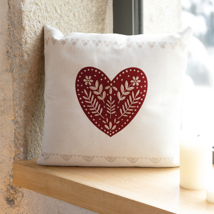 Coussin montagne cœur rouge - Rouge