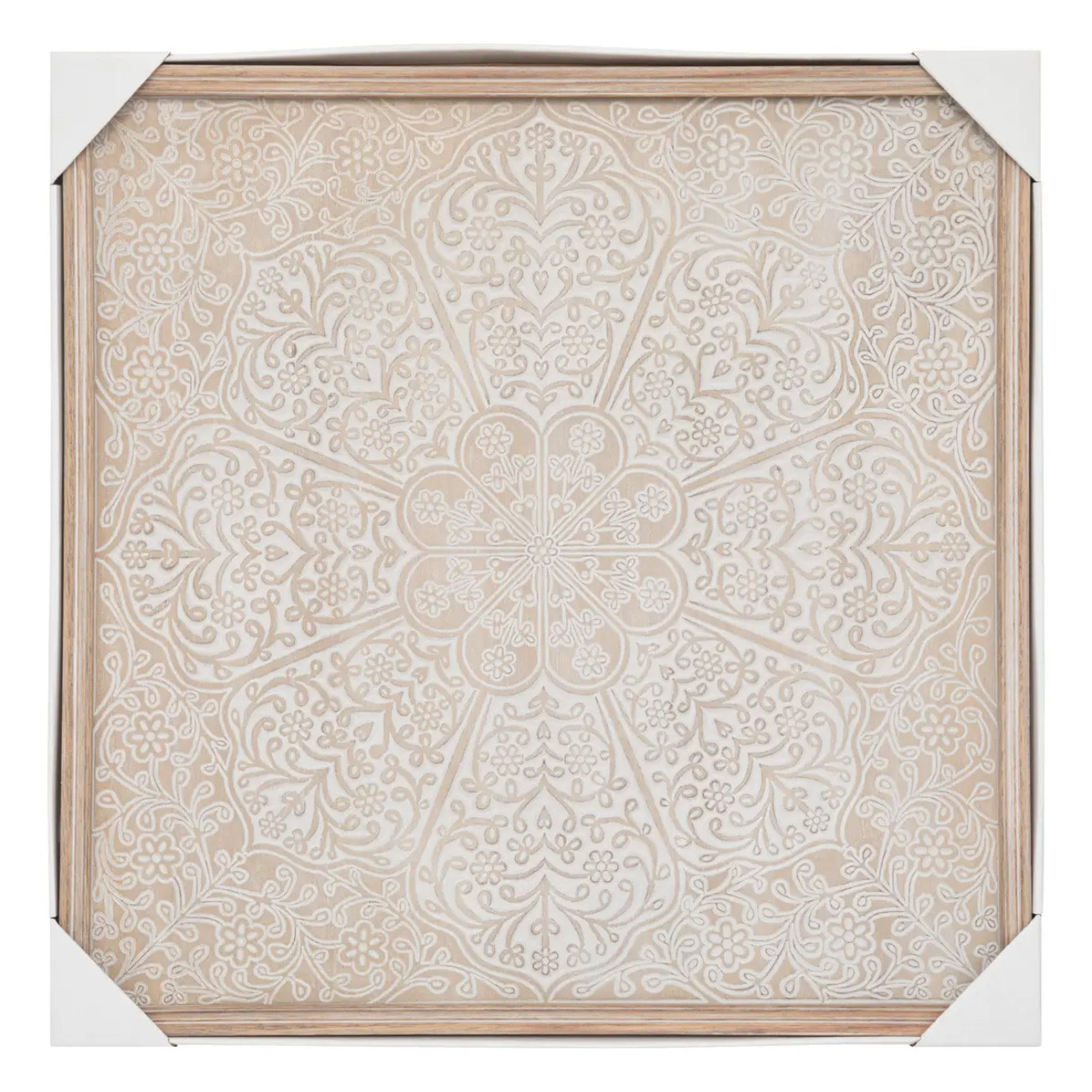 Déco murale "Timea" - hévéa et bois - 60x60 cm