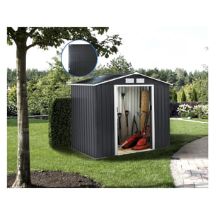 Abri de jardin métal - "Vegas" - 5.29 m² avec panneaux solaires - Gris