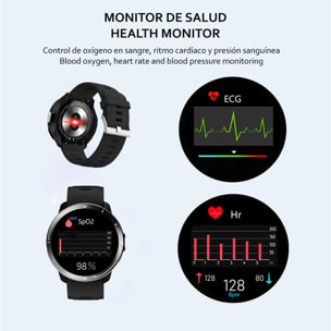 Smartwatch M18 Plus. Bracciale in pelle e silicone. Con termometro corporeo, frequenza respiratoria, pressione sanguigna e O2. Modalità multisport.