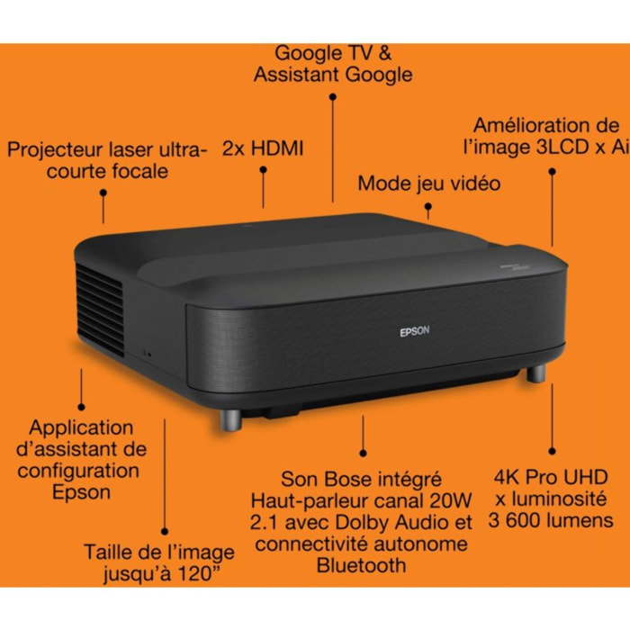 Vidéoprojecteur home cinéma EPSON EH-LS670B 2025 4K PRO UHD, Google TV