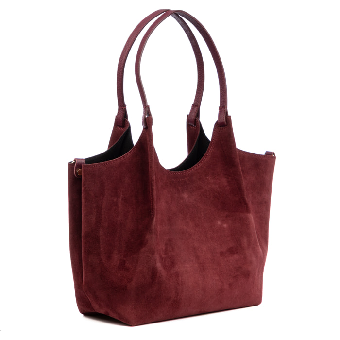 Bascapè Bolso Tote Mujer. Piel auténtica Gamuza.