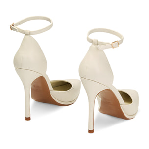 Décolleté Open Shank panna, tacco 10 cm