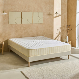 Ensemble Matelas Symphonie 2.0 & Sommier Lino, 24 cm, Mémoire de Forme Biogreen, Technologie Tri-Lattes, Soutien Ferme
