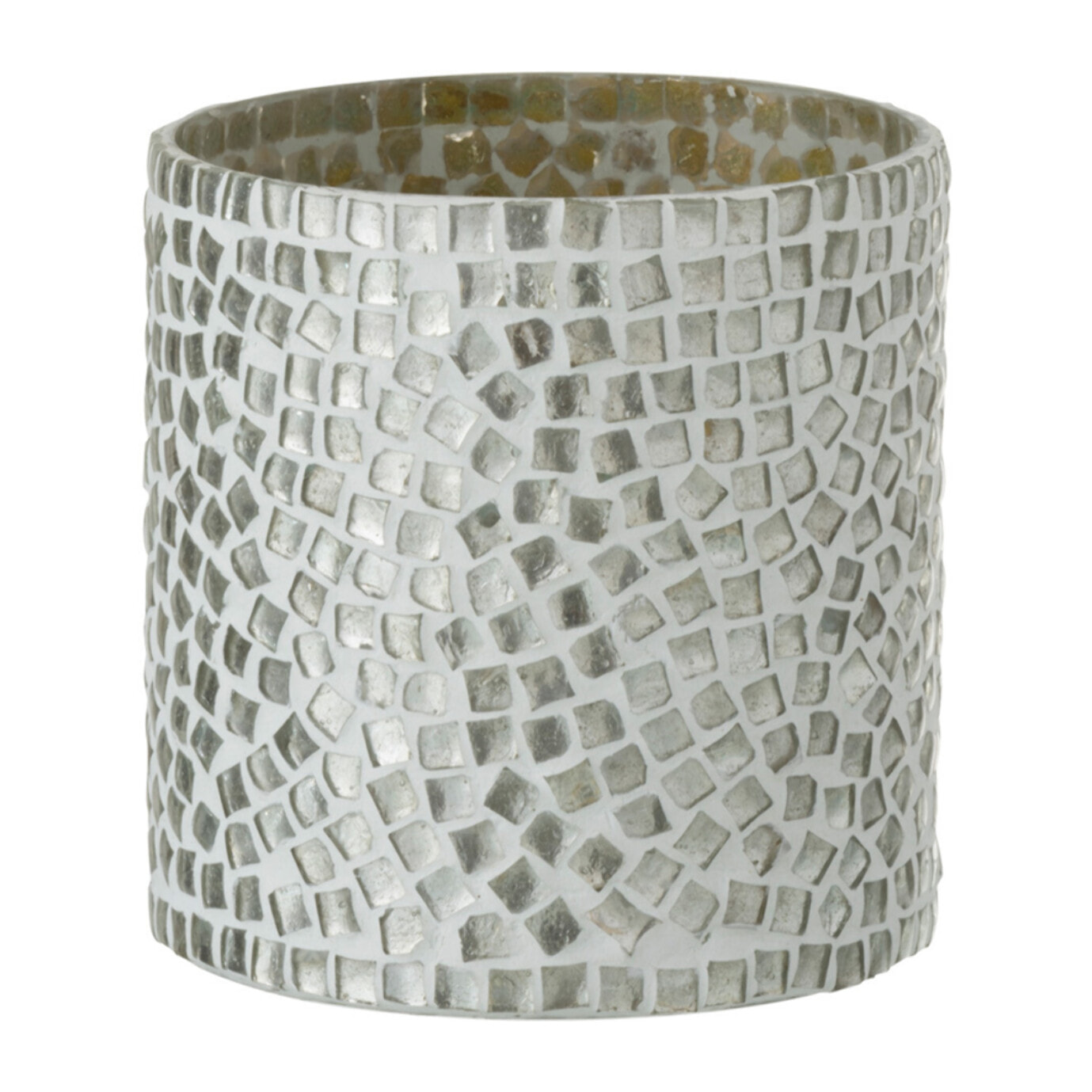 J-Linephotophore Mosaique - verre - blanc/argent - small