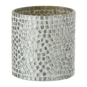 J-Linephotophore Mosaique - verre - blanc/argent - small
