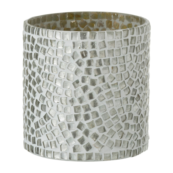 J-Linephotophore Mosaique - verre - blanc/argent - small