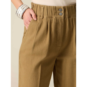 Oltre - Pantalones baggy paperbag - Marrón
