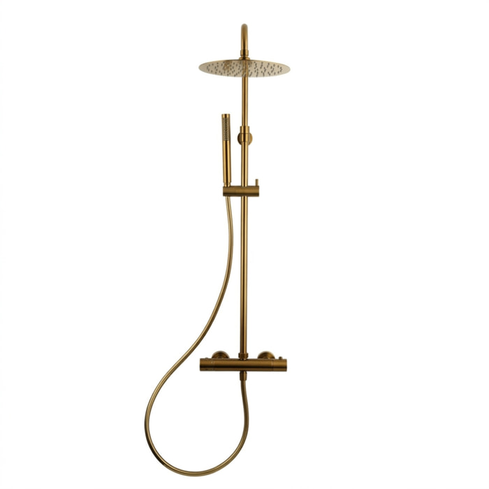 SAT DARK Colonne de douche avec Mitigeur Thermostatique, Or Brossé (SATDASSTKBZ)