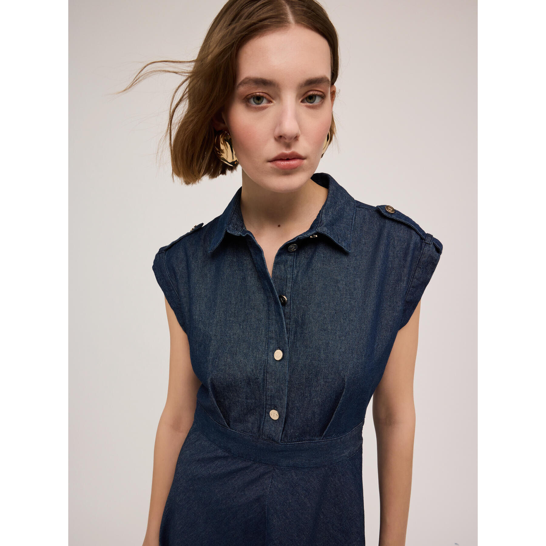 Motivi - Vestito chemisier misto lyocell - Blu