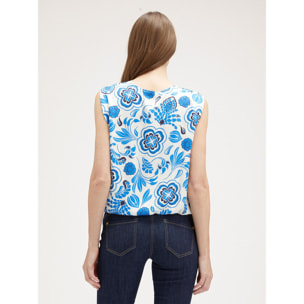 Motivi - Top ad incrocio fantasia foulard - Bluette