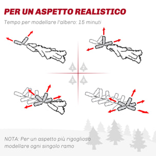 HOMCOM Albero di Natale Innevato 180cm con 2531 Rami Alto e Stretto con Base Pieghevole, Verde