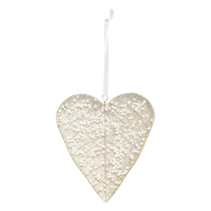 Décoration de sapin coeur x2 champagne 10cm