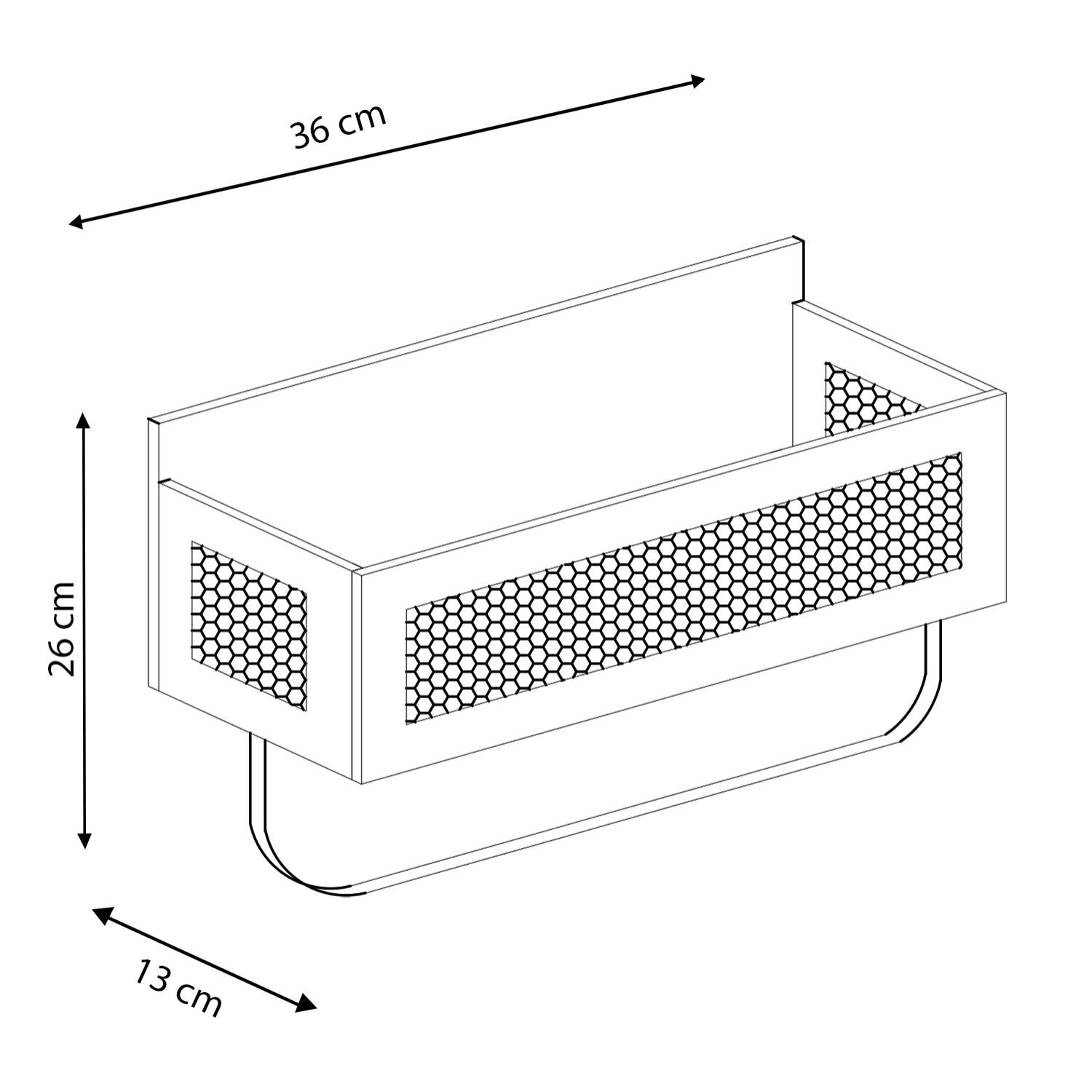 Estantería de pared Peru con barra perchero, ratán natural