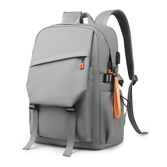 DAM Mochila para Laptop con interfaz de carga USB. 30x15x44 Cm. Color: Gris