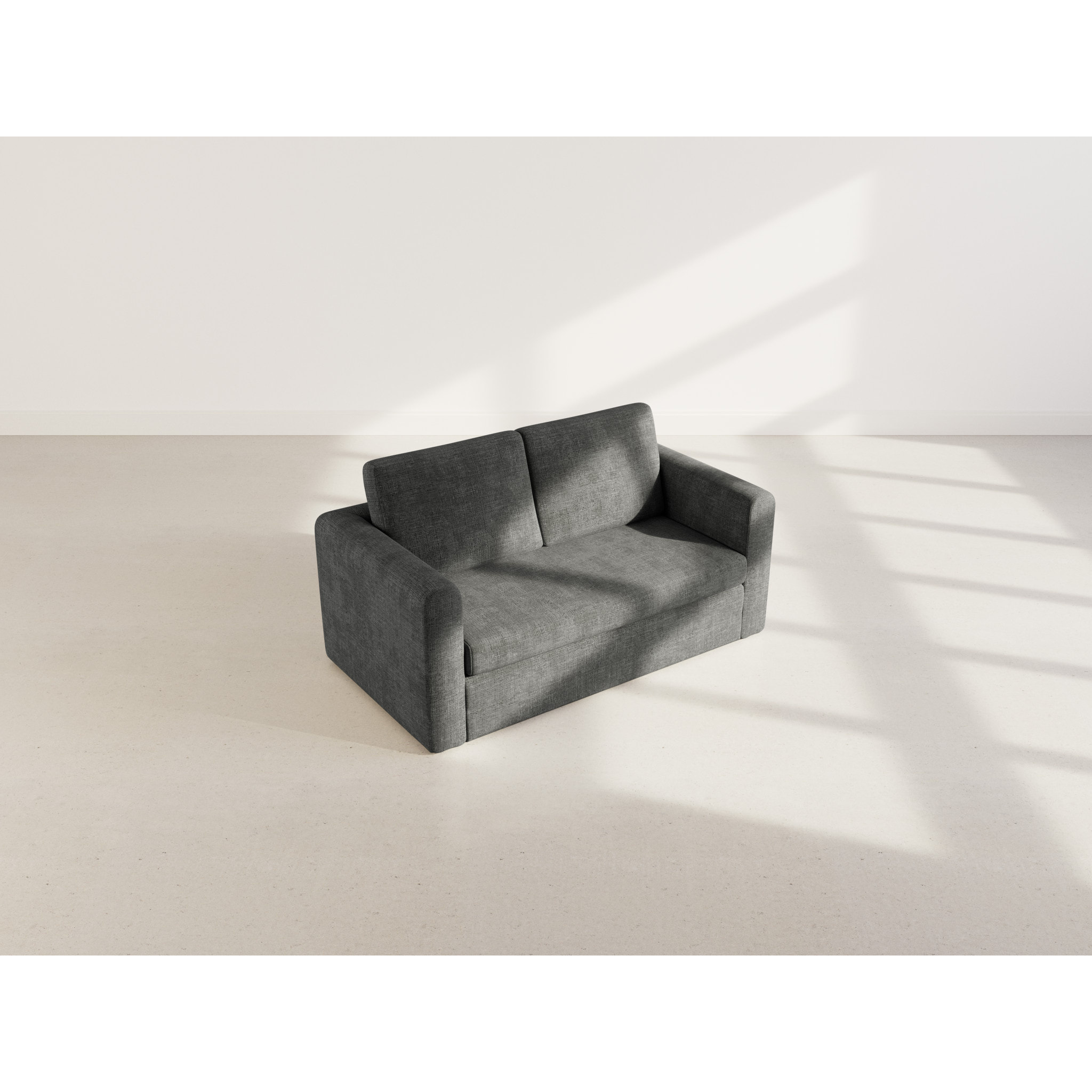 Marilia - Canapé 2 places convertible déplimousse en velours texturé - Gris foncé