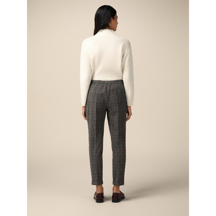 Oltre - Check fabric trousers - Gris