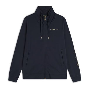 Felpa zip collo alto con dettagli floreali e stampa su manica