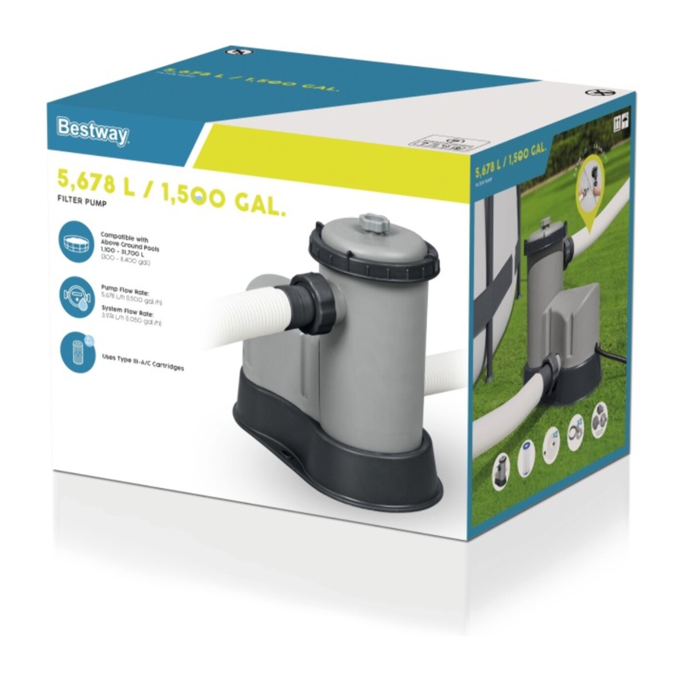 Bestway Filtre à cartouche 5678 L/h 86 W Cartouche Type III