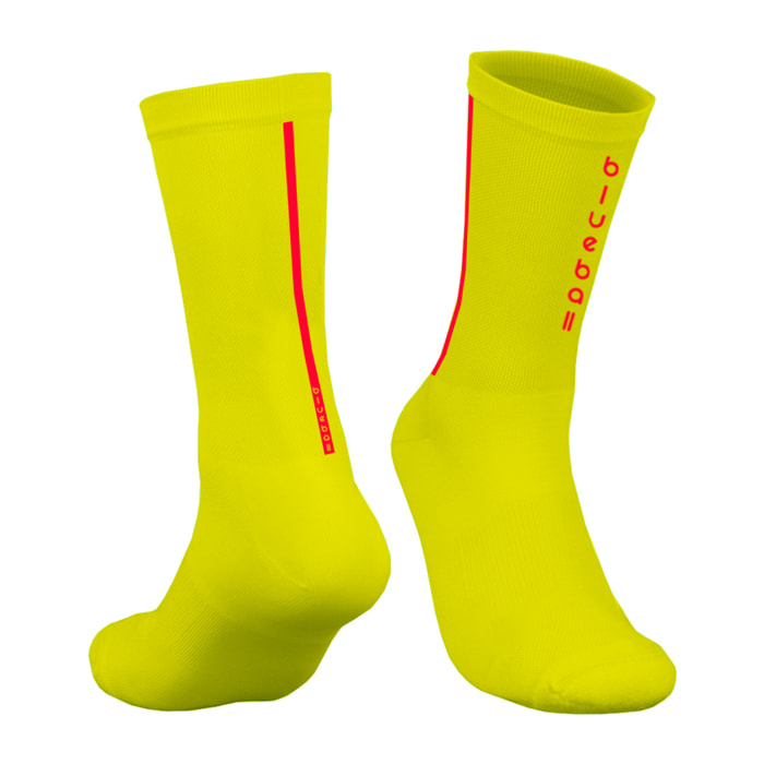 Calcetines de compresión unisex BLUEBALL Peloton - Amarillo con logo rojo