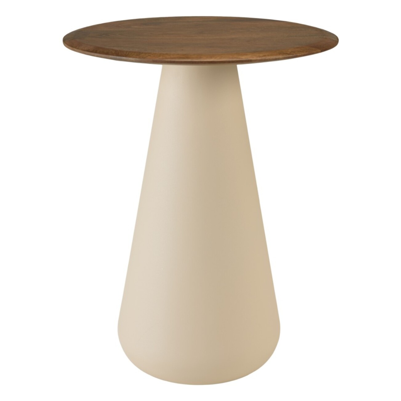 JAMES - Table d'appoint 40x40cm plateau en manguier pied métal ivoire JAMES
