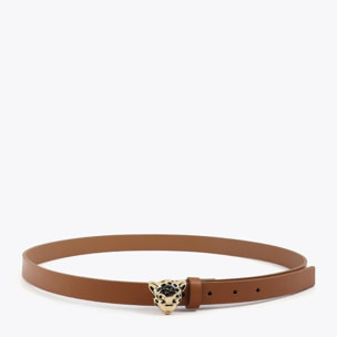 Cintura sottile con fibbia stampata leopardata