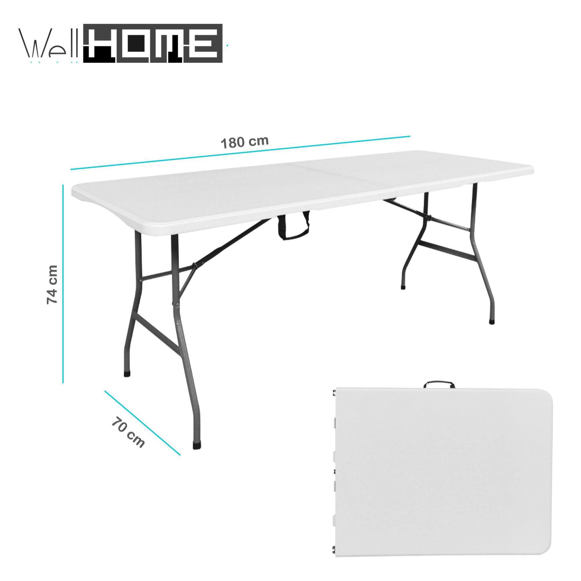 Mesa pleglable multifuncional 180 x 70 x 74 cm con cierre de plástico