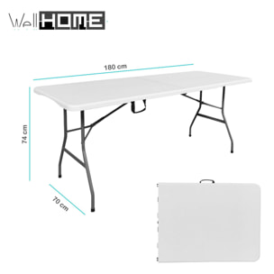 Mesa pleglable multifuncional 180 x 70 x 74 cm con cierre de plástico