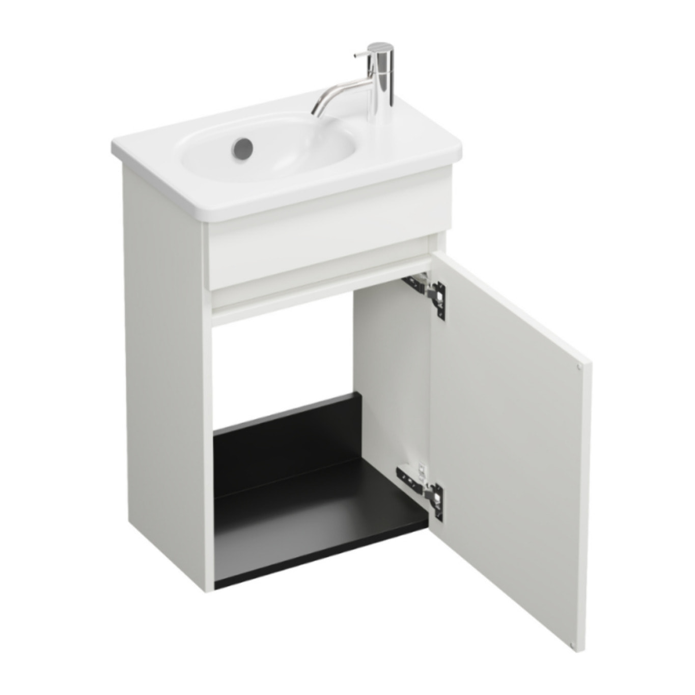 Pack meuble suspendu lave-mains Joline blanc mat + Robinet lave-mains eau froide Duravit Wave Doré poli