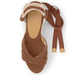 Sandalia bailey cuña 9 cm en algodón orgánico lavado