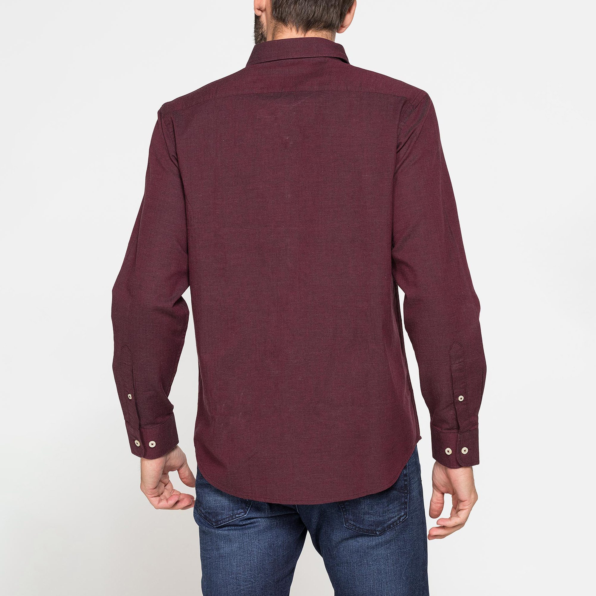 CAMICIA DI FLANELLA TINTA UNITA CON TASCHINO