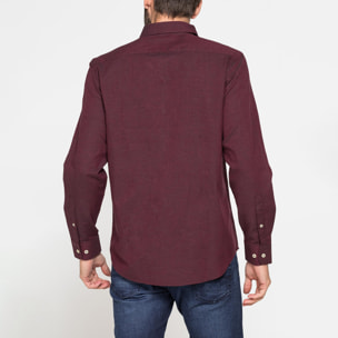 CAMICIA DI FLANELLA TINTA UNITA CON TASCHINO