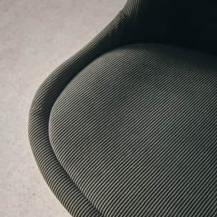 Lot de 4 chaises scandinaves revêtement velours côtelé kaki. pieds bois de hêtre - Nils