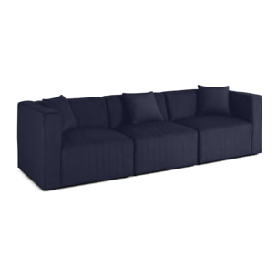 Nova - canapé modulable 3 places - en velours - Bleu marine