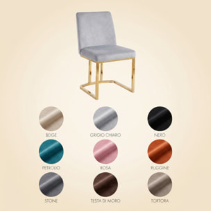 Sedia Imbottita in Effetto Velluto con Gambe Oro, Design Moderno ed Elegante per Sala da Pranzo, Cucina, Soggiorno, Studio e Ufficio