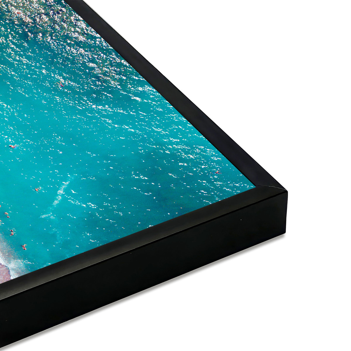 Affiche encadrée plage vue aérienne avec ponton Affiche + cadre en métal - Noir