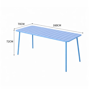 Ensemble table de jardin 160 cm et 6 chaises bleu EVORA