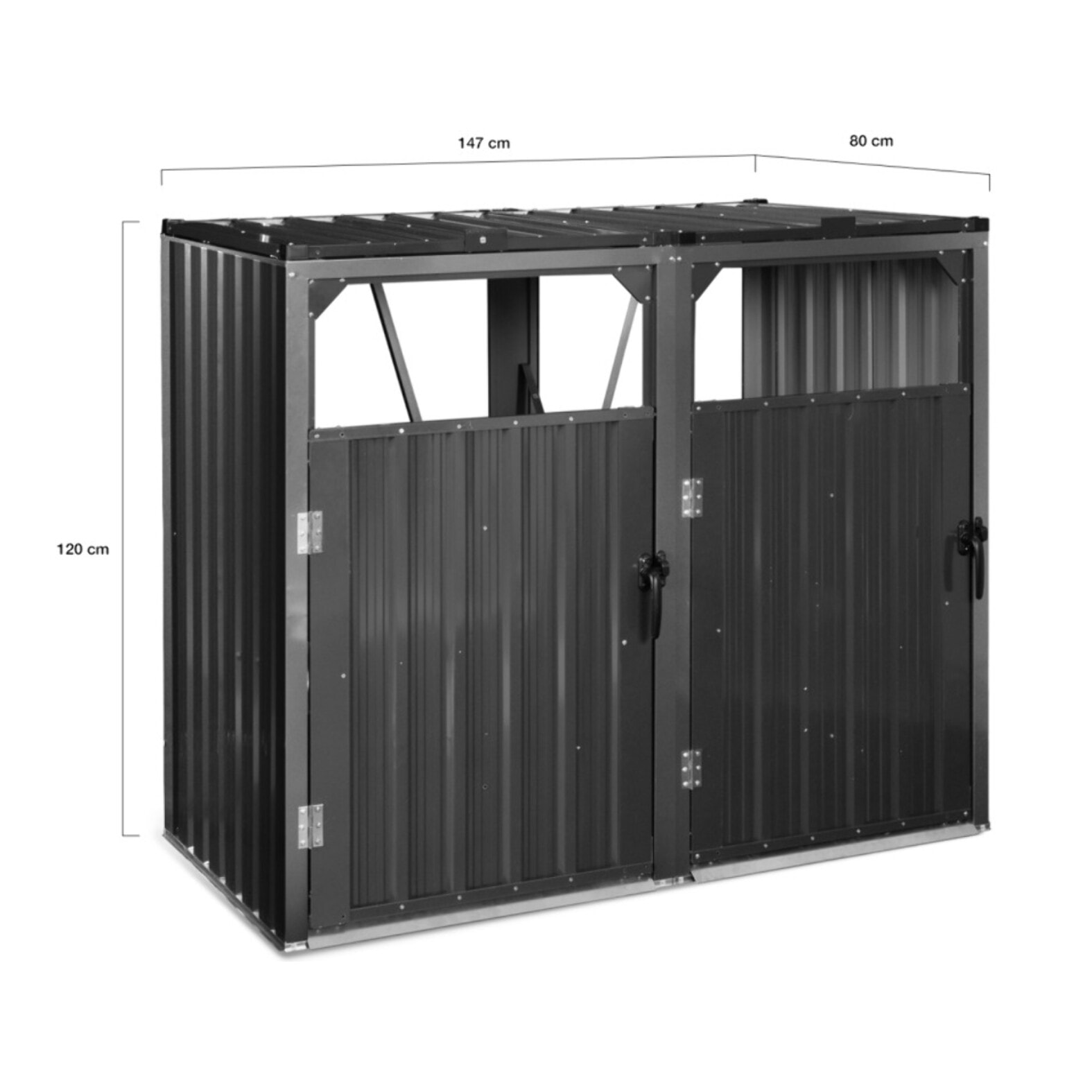 Cache poubelles double en métal gris anthracite