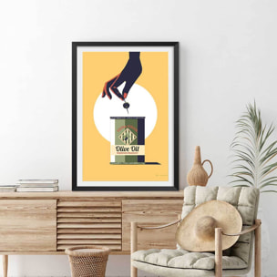 Affiche cuisine Huile d'olive extra Affiche + cadre en bois - Noir