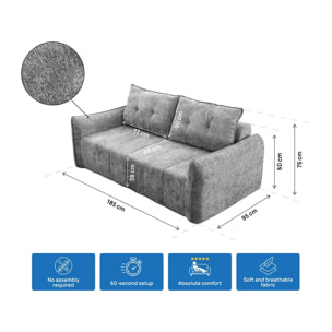 Canapé droit en tissu texturé "Silvano" - 3 places - Gris