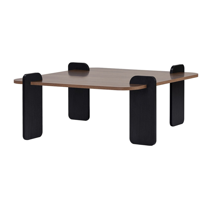 Table basse carrée effet noyer 90x90 cm BROOKLYN
