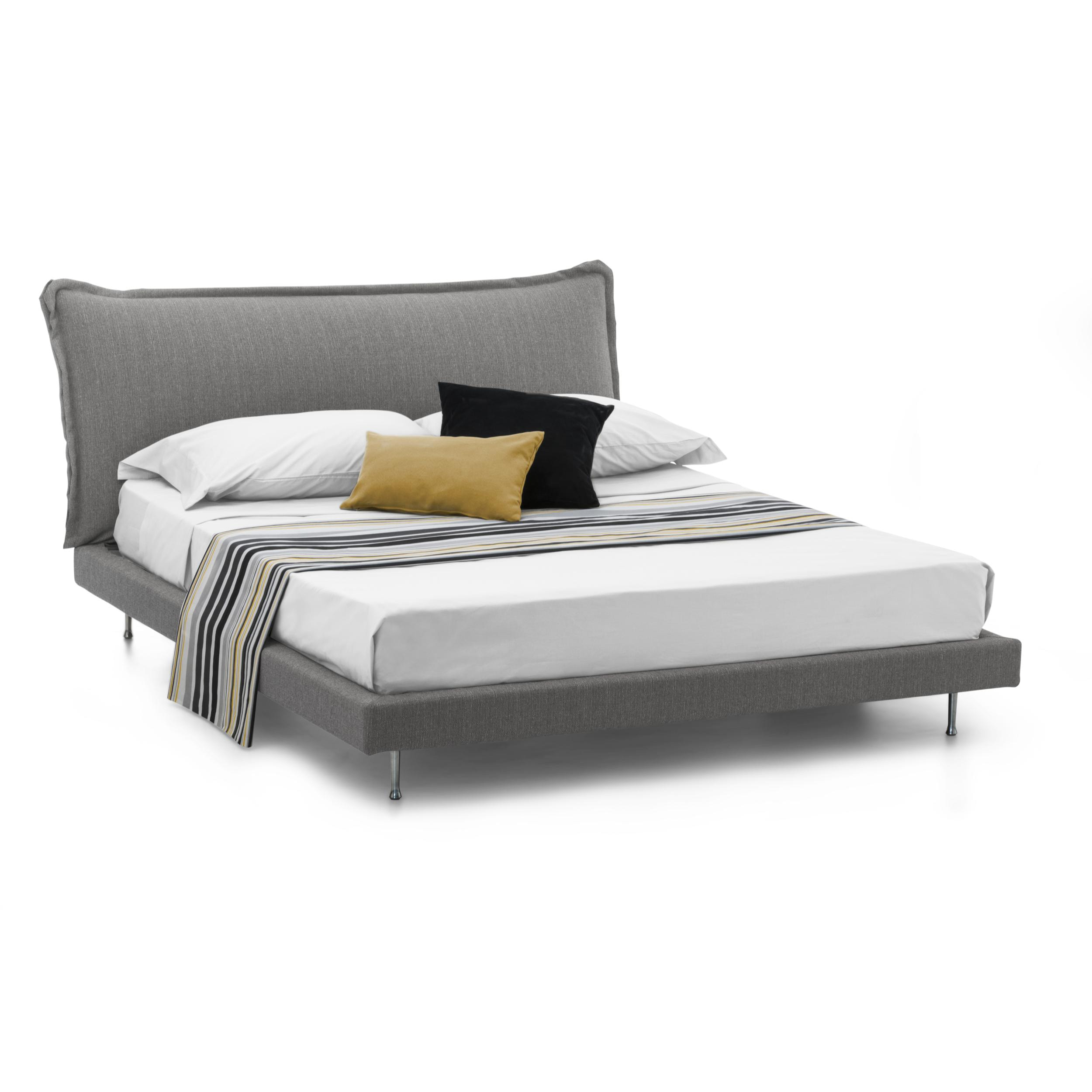 Letto matrimoniale Anika, Letto fisso con rivestimento e testata in tessuto, 100% Made in Italy, Apertura frontale, adatto per materasso Cm 160x190, Grigio