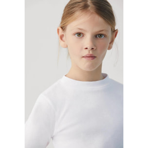 Maglietta dolcevita a maniche lunghe bianca calda