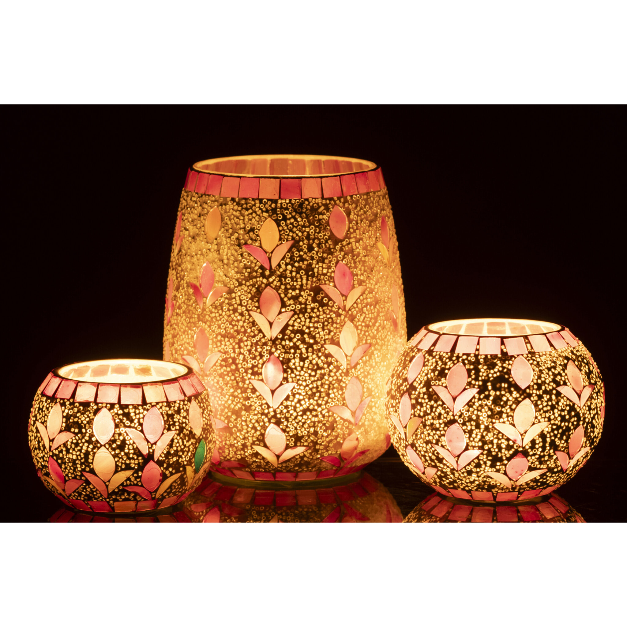 J-Line Chandelier - verre - blanc cassé/fuchsia - large