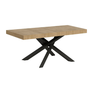 Table extensible 90x140/244 cm Volantis Premium Chêne Nature cadre Anthracite