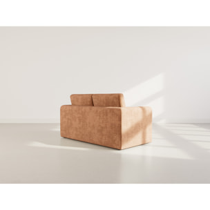 Marilia - Canapé 2 places convertible déplimousse en velours texturé - Terracotta