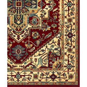 Tappeto Stile Persiano Disegno Geometrico Rosso