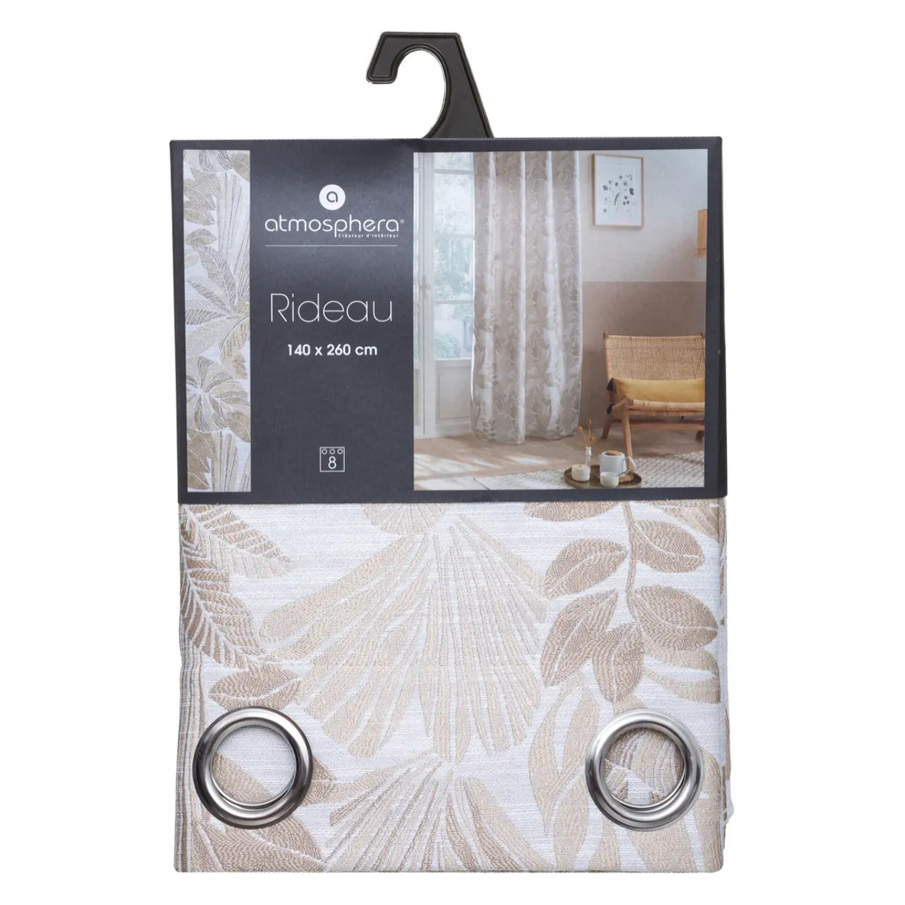 Rideau "Bejuco" motifs jacquard beige 140x260cm