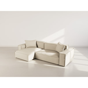 Atlas - Canapé d'angle réversible 4 places en velours texturé - Beige