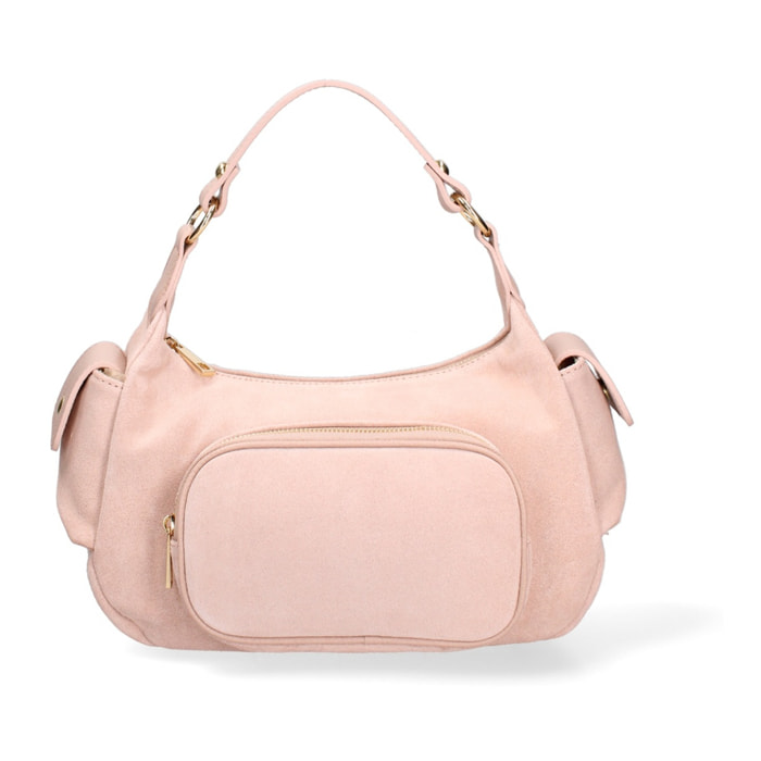 Borsa a spalla da donna Made in Italy - Modello Ardena - Pelle scamosciata - 30.0 x 17.0 x 12.0 cm